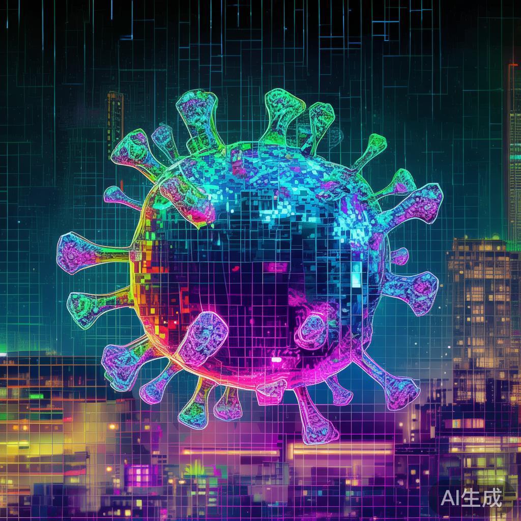 带状疱疹图片：霓虹病毒赛博像素画