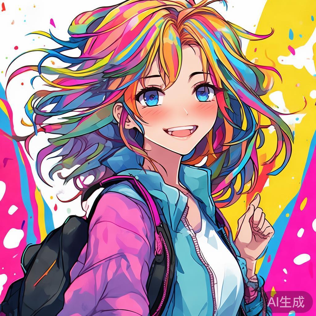 动漫图片：元气女生全身像