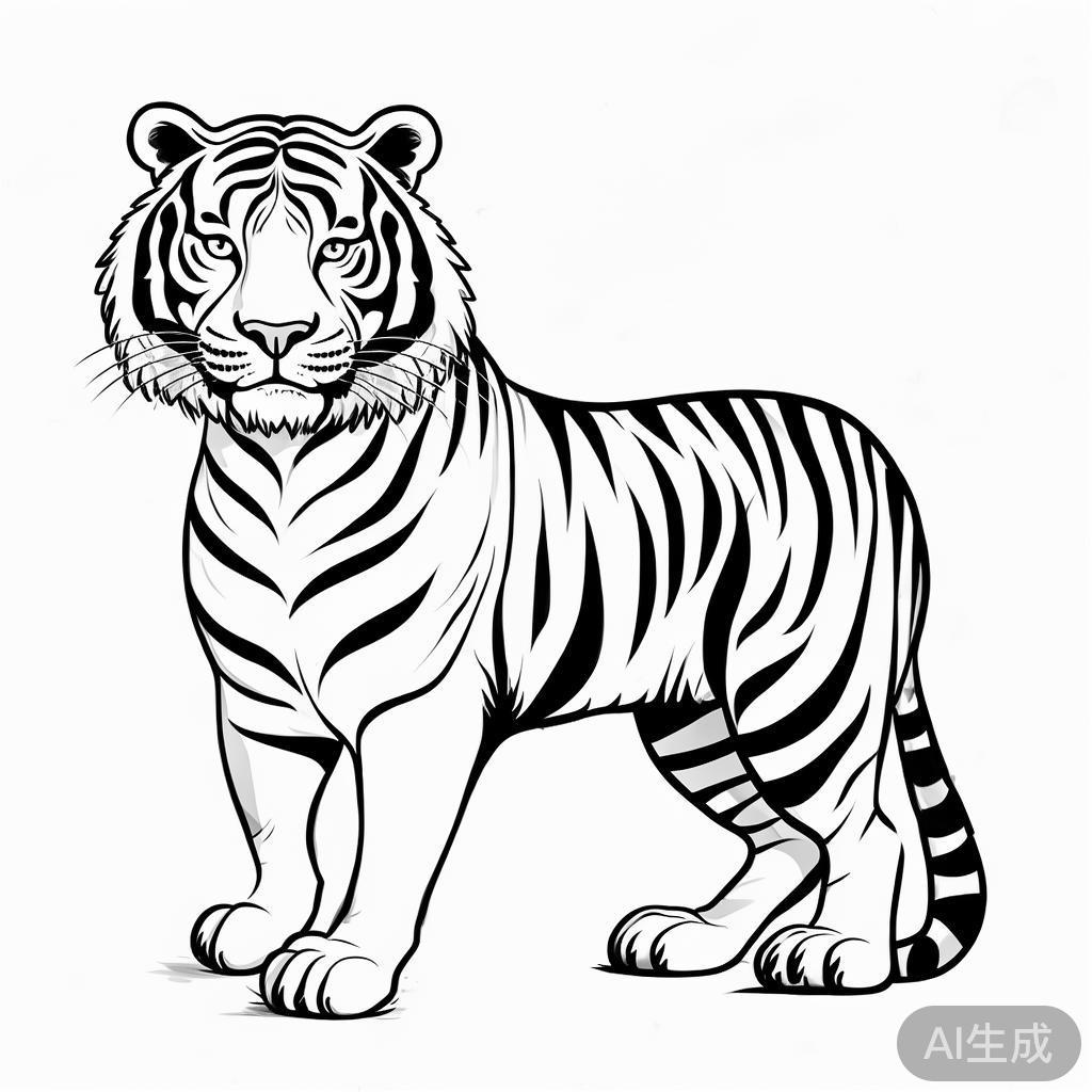 卡通素描老虎图片