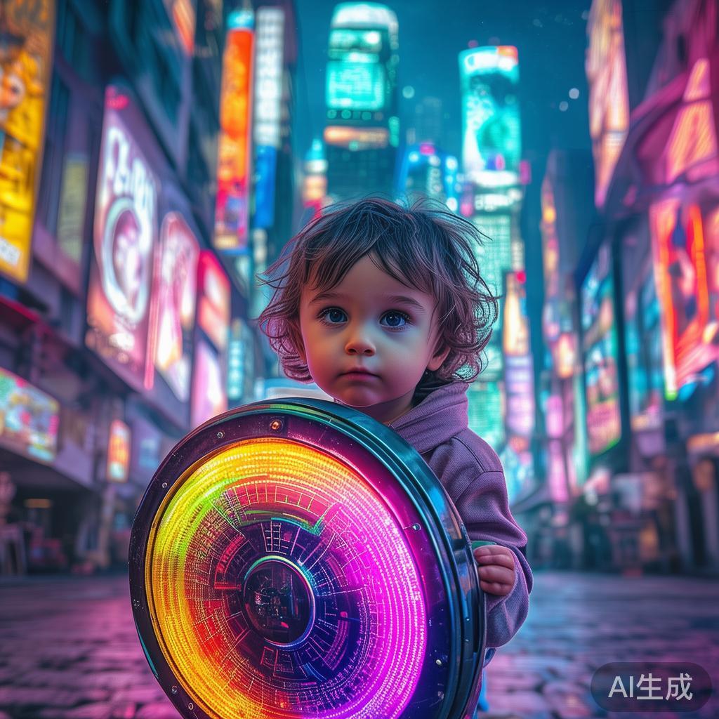 萌娃赛博安全图：霓虹盾牌守童年图片